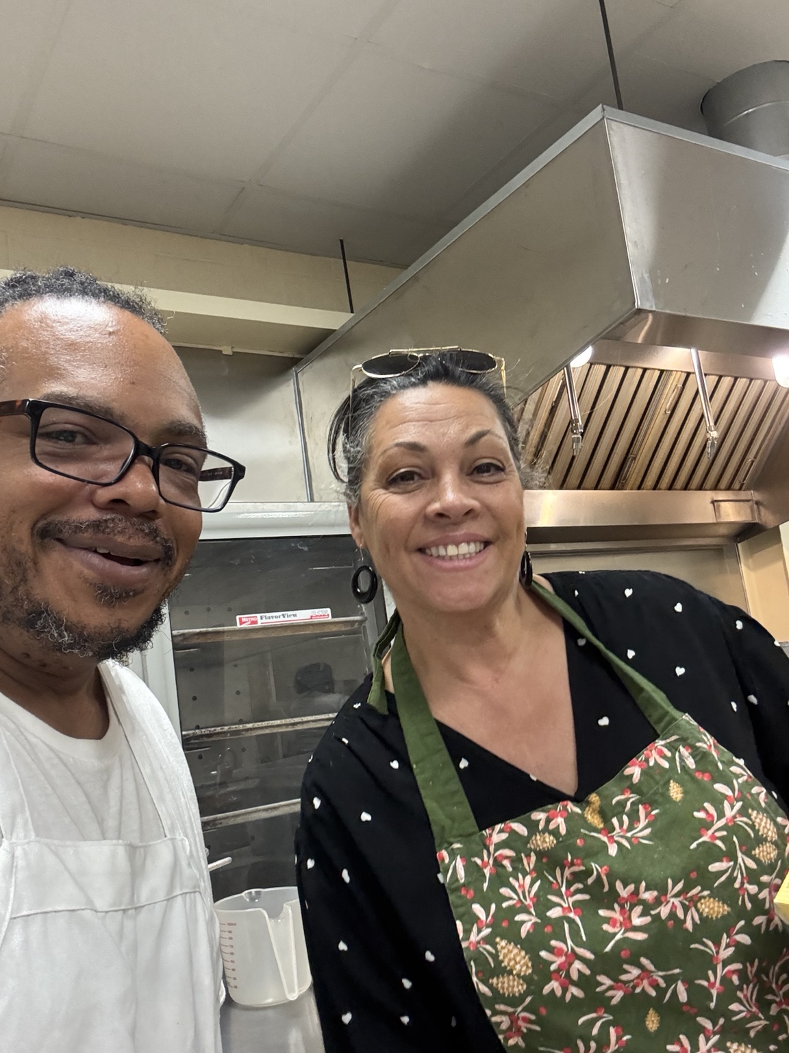 Pastor Brad with a kitchen volunteer